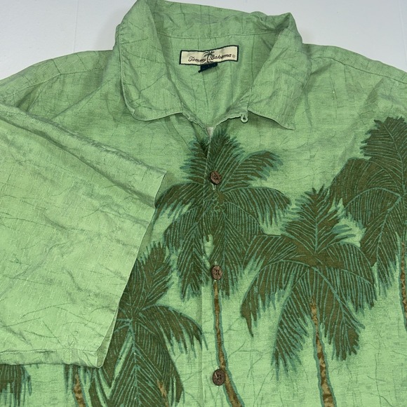 Tommy Bahama 100% Silk Men's Large Palm Trees Relax‎ Wood Buttons - Picture 2 of 9
